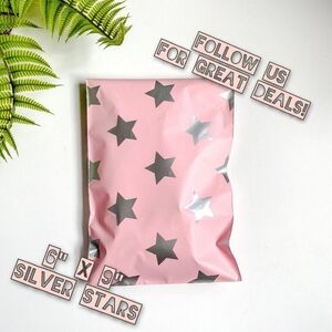 50 Poly Mailers 6x9 Silver Stars
